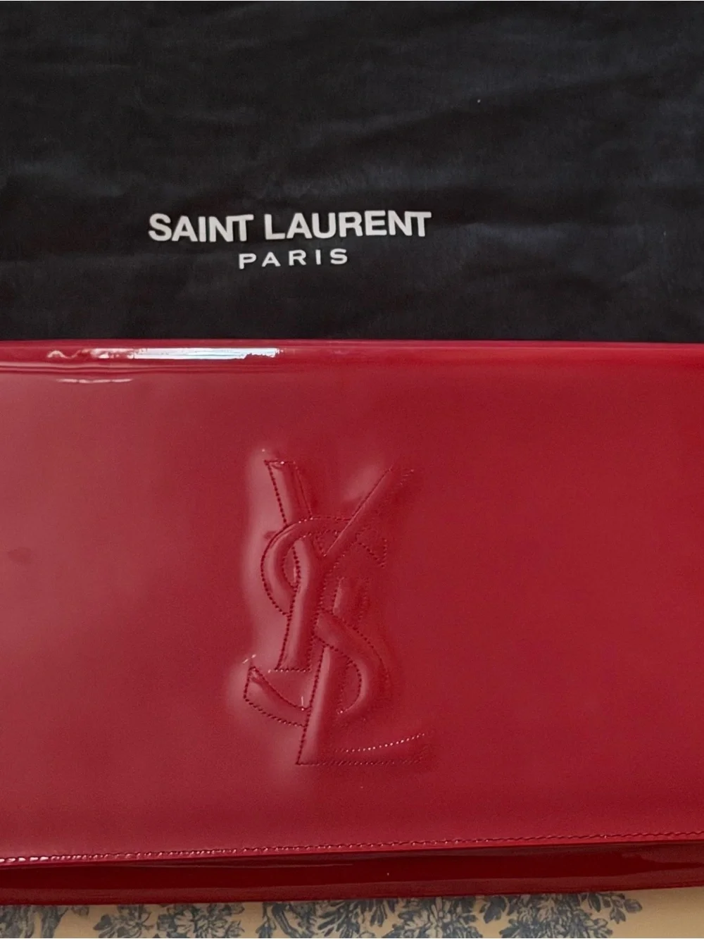 Saint Laurent Red Patent Logo Clutch